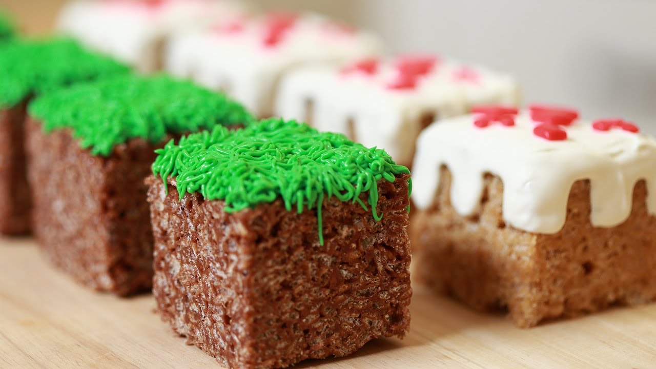 Rice Krispy grass and cake block